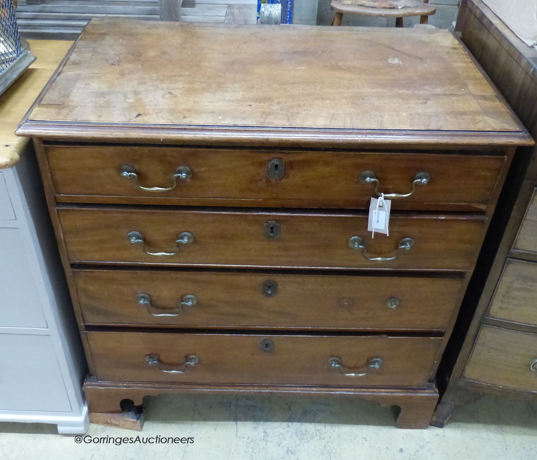 A small George III mahogany chest, width 82cm, depth 47cm, height 84cm